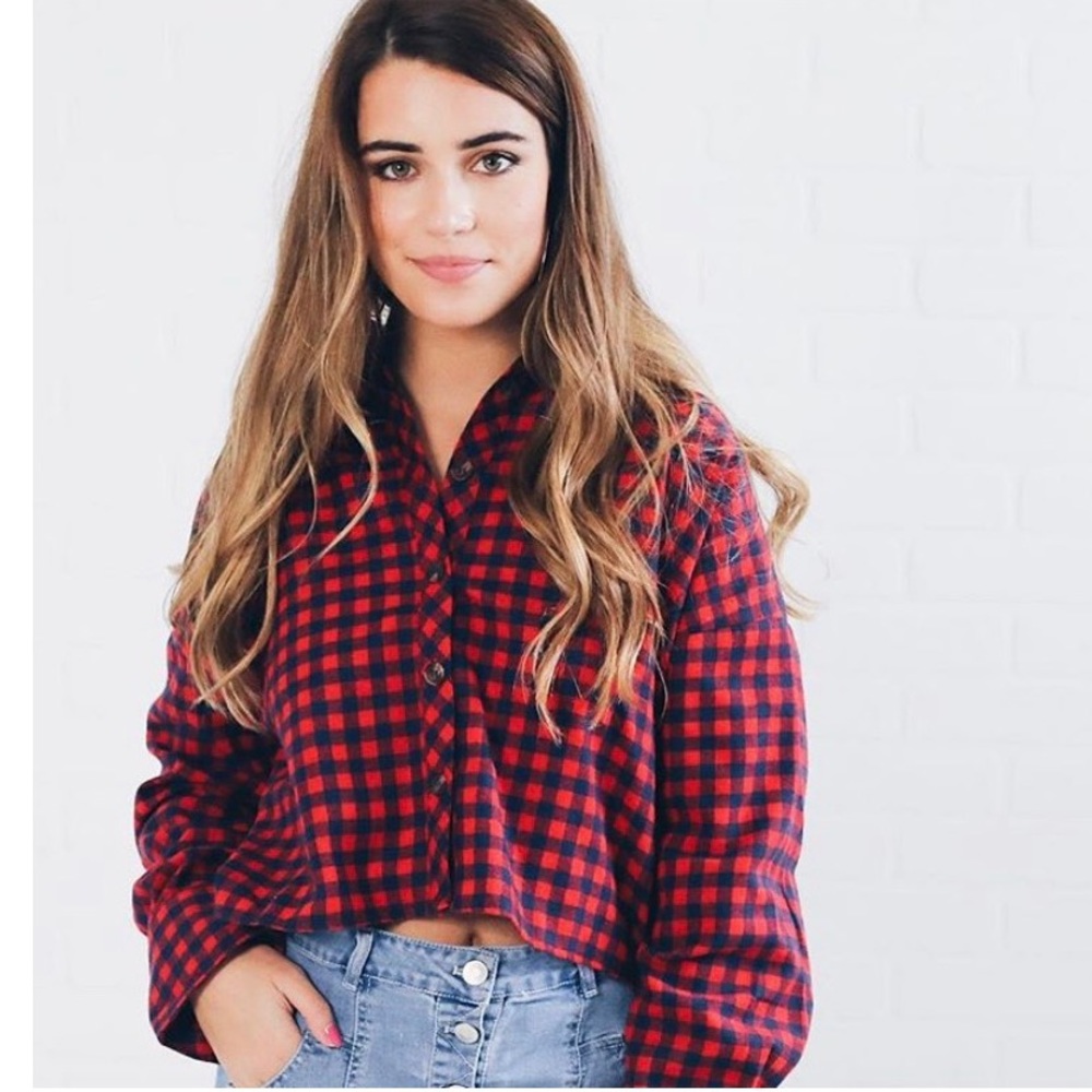 Crop Flannel Top - Riff Raff Boutique